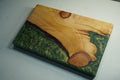 Red Oak Live Edge Cutting Board with Moss Green Epoxy